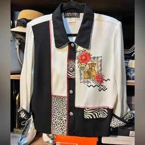 VTG Christina Hope Women’s Petite Large Leopard Blouse Size L Vintage